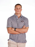 UGA Bulldogs men's checkered mark polo shirt by Arena Graffiti, featuring a classic checkered pattern and team logo.