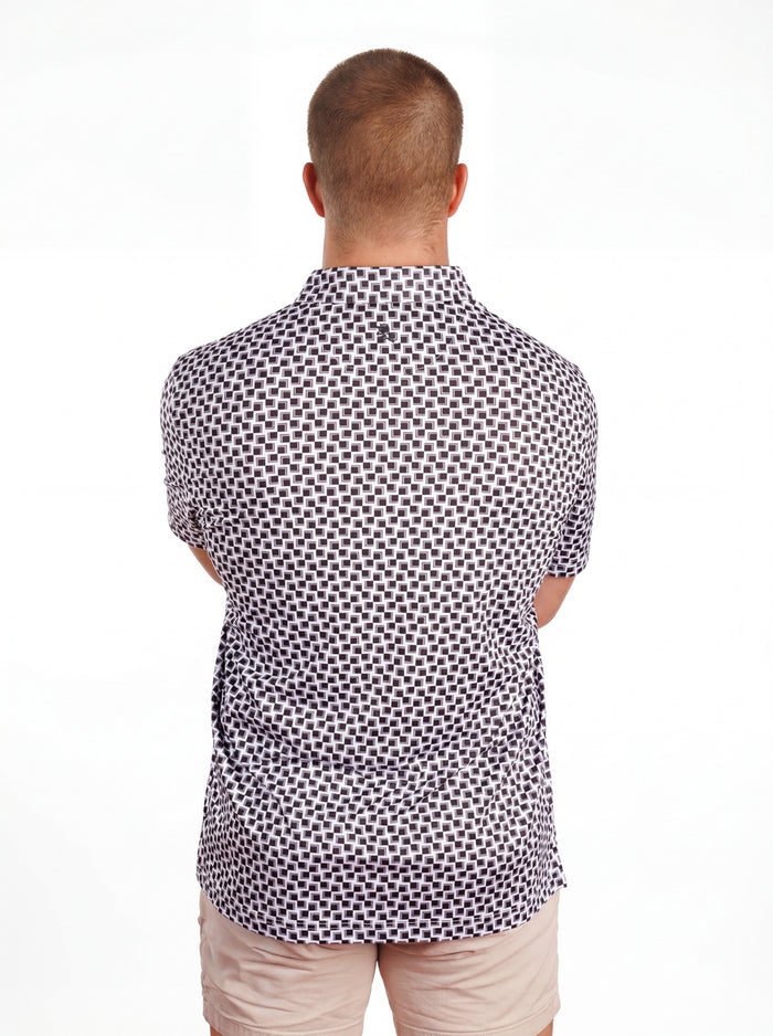 UGA Bulldogs men's checkered mark polo shirt by Arena Graffiti, featuring a classic checkered pattern and UGA logo.
