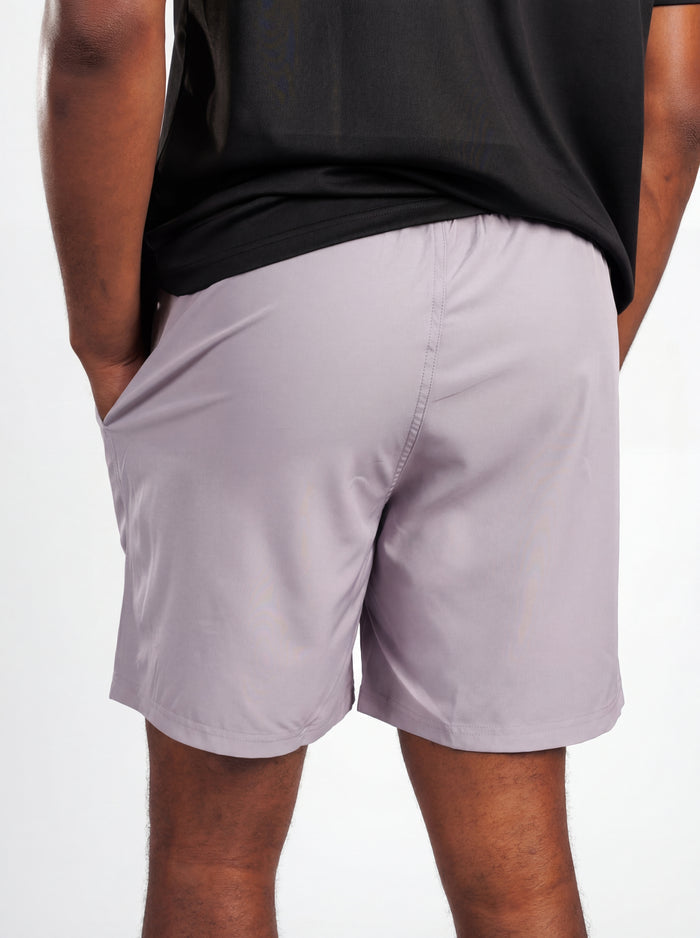 UGA Bulldogs men's grey "Dawg" shorts by Arena Graffiti, featuring team logo and athletic fit, displayed on a hanger.