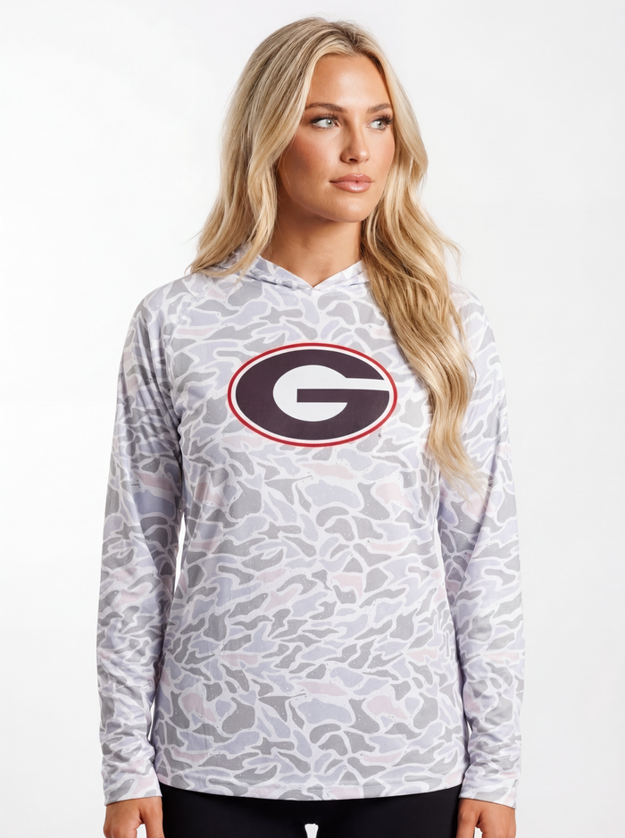 UGA Bulldogs Women’s | “Camo G Angler” Fishing Shirt