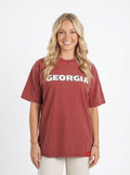 UGA Bulldogs women's Georgia Script T-shirt by Arena Graffiti, featuring team logo and script design on soft cotton fabric.