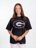 UGA Bulldogs women's "Reverse G" T-shirt by Arena Graffiti featuring a bold graphic design and team logo on white fabric.